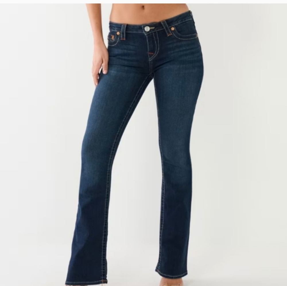 True Religion Becca Mid Rise Boot Cut Dark Wash Jeans 28